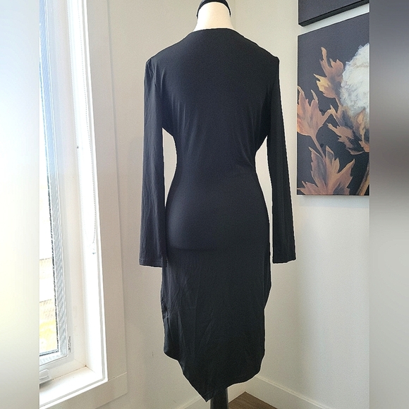 3/$30 Chic Black Ruched Long Sleeve Dress - Picture 7 of 9